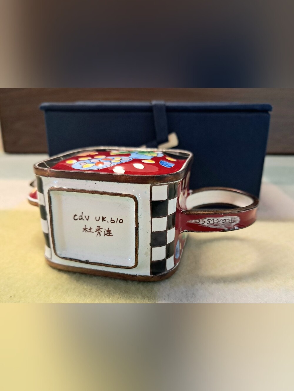 Charlotte Di Vita Trade+Aid Miniature Copper Enamel Teapot 610 Red Matisse - Picture 7 of 7